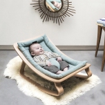 Charlie Crane - Transat bébé en bois de chêne et assise bleue